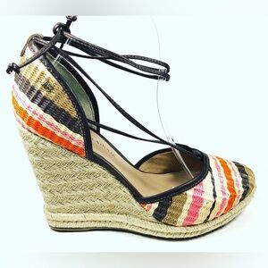 Brazilian Colorful Striped Wedge Espadrilles